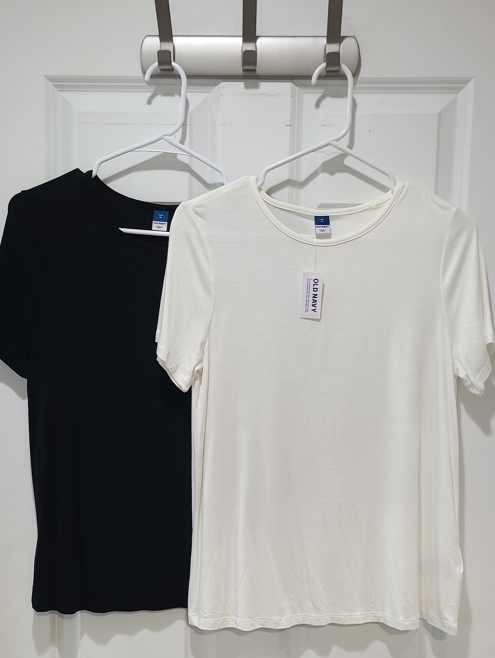 New Lot 2 Old Navy Luxe Stretch Top Short Sleeve T-Shirt Black Ivory XS (S)